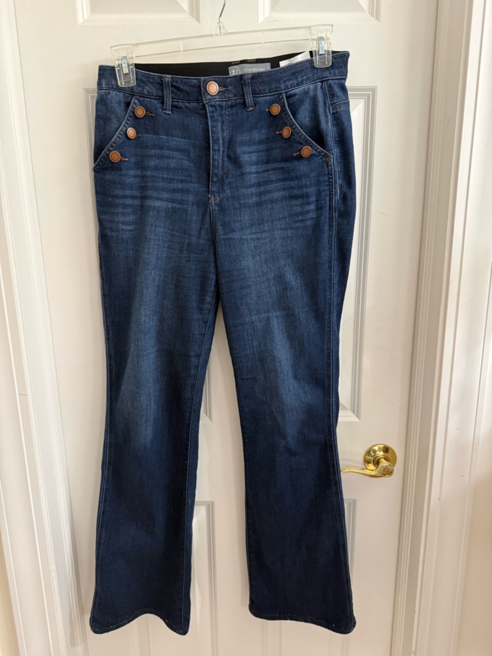 Wit & Wisdom Dark Blue Flare Jeans with Copper Button Detail